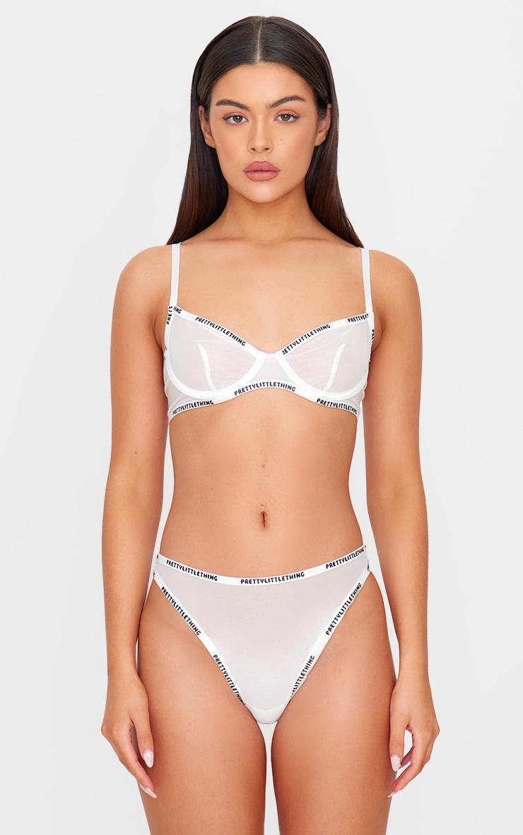 PRETTYLITTLETHING White Mesh Underwired Bra Product Image