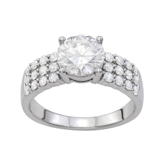 Charles & Colvard 7/8 Ct. T.w. Lab Created Moissanite Three Row Engagement Ring In 14K White Gold, 5 Product Image