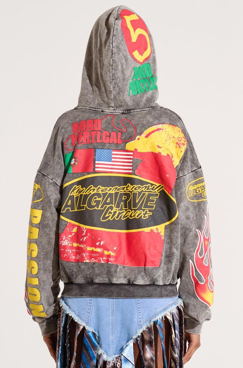 OFF TO THE RACES GRAPHIC ZIP UP HOODIE Product Image