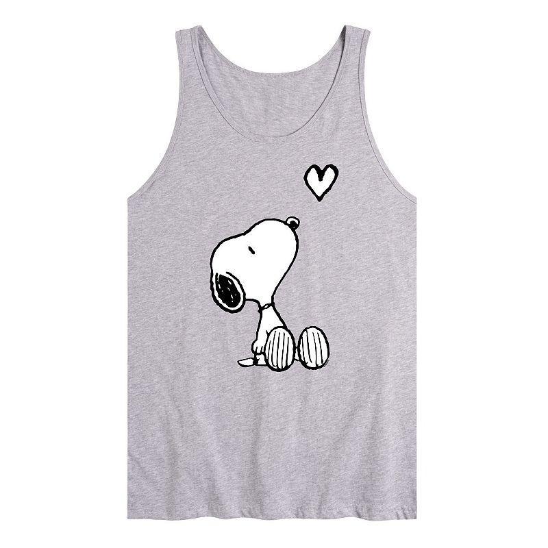 Mens Peanuts Snoopy White Heart Graphic Tank Top Product Image