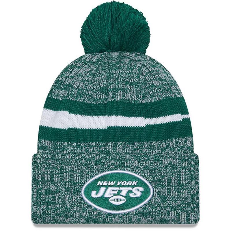 Mens New Era Green New York Jets 2023 Sideline Cuffed Knit Hat With Pom Product Image