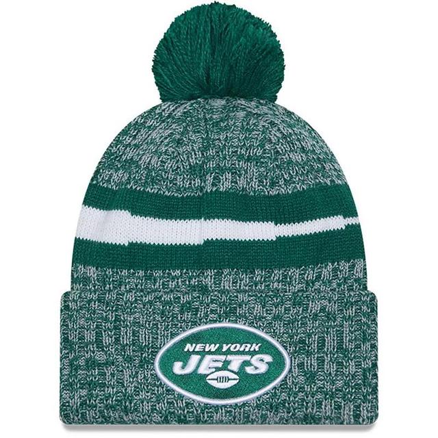 Mens New Era New York Jets 2023 Sideline Cuffed Knit Hat With Pom Product Image