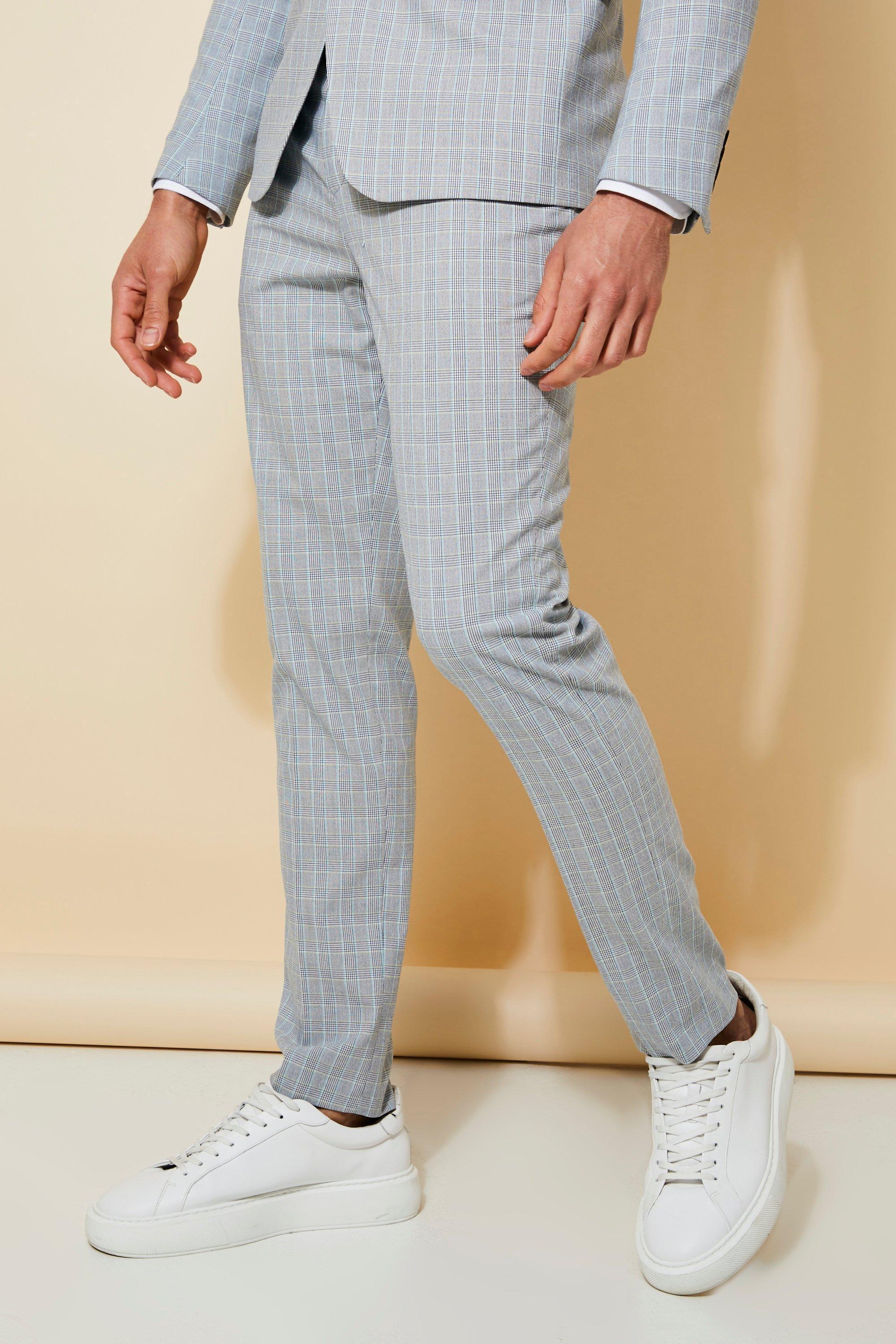 Skinny Check Suit Pants | boohooMAN USA Product Image