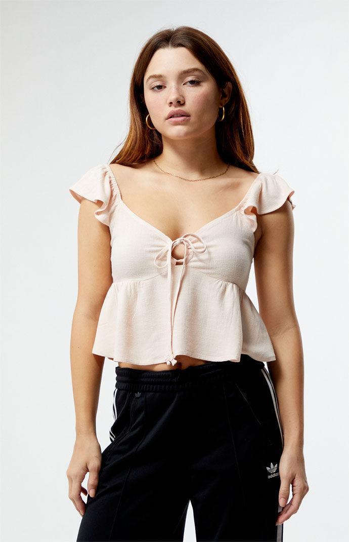 Women's Keyhole Linen Babydoll Top Product Image