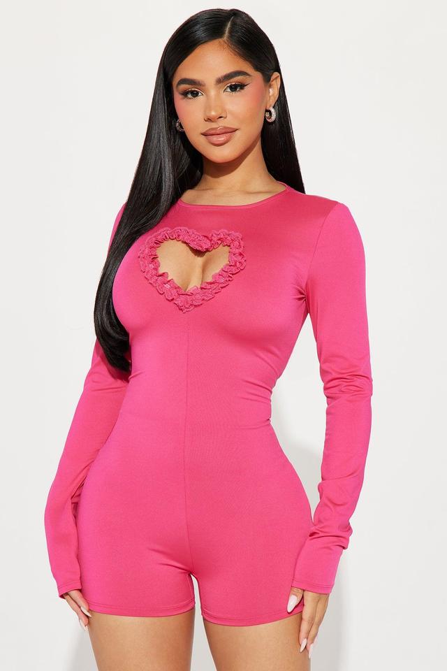 Stole Your Heart Romper - Fuchsia Product Image