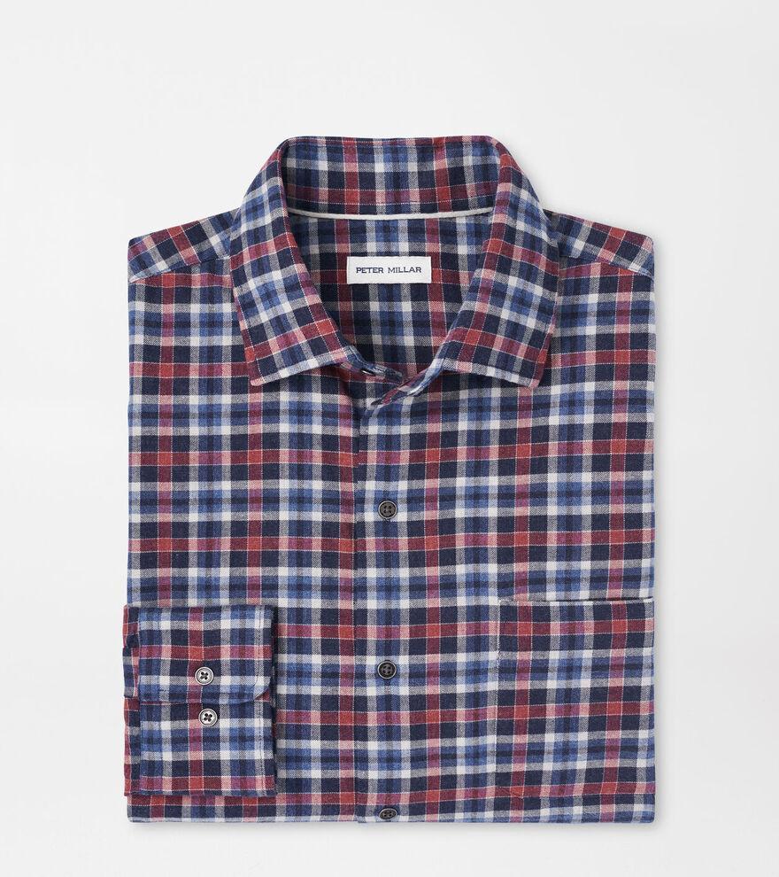 Peter Millar Mens Gander Cotton Sport Shirt | Color: Navy | Size: XL Product Image