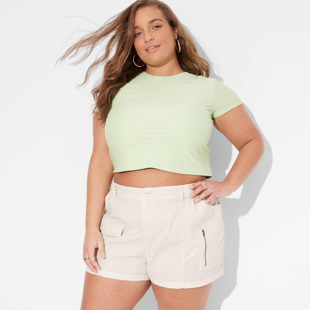 Womens Mid-Rise Pull-On Camp Shorts - Wild Fable Off-White 3X Product Image