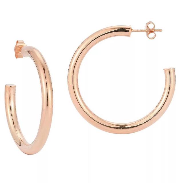 Sunkissed Sterling 1.5 in. Tube Hoop Earrings, Womens, Rose Gold Tone Product Image