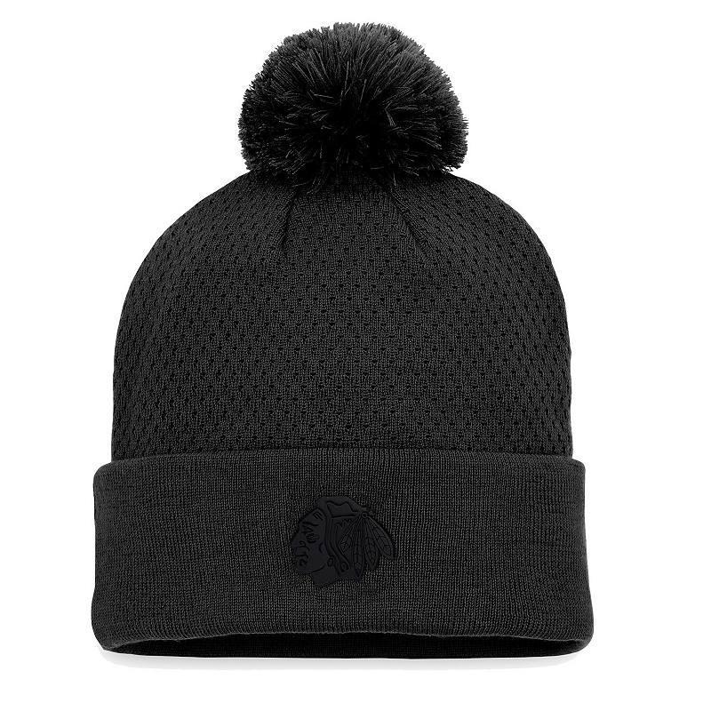 Womens Fanatics Branded Black Dallas Stars Authentic Pro Road Cuffed Knit Hat with Pom Product Image