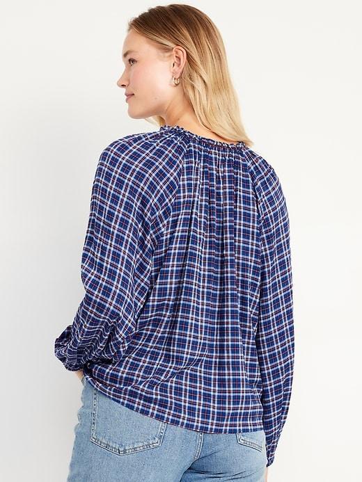 Ruffled Split-Neck Top Product Image