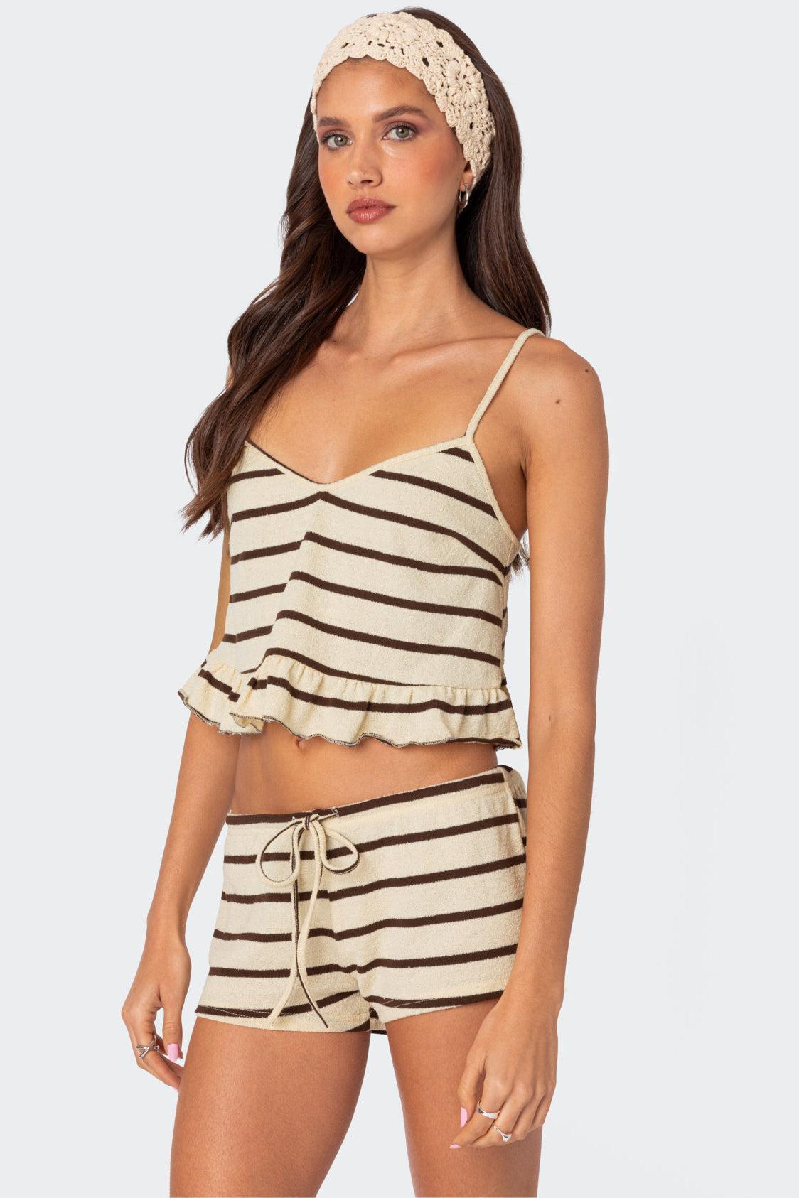 Kathy Striped Ruffle Hem Tank Top Product Image