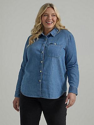 Women's Legendary All Purpose Denim Button Down Shirt (Plus) | Women's Tops | Lee® Product Image