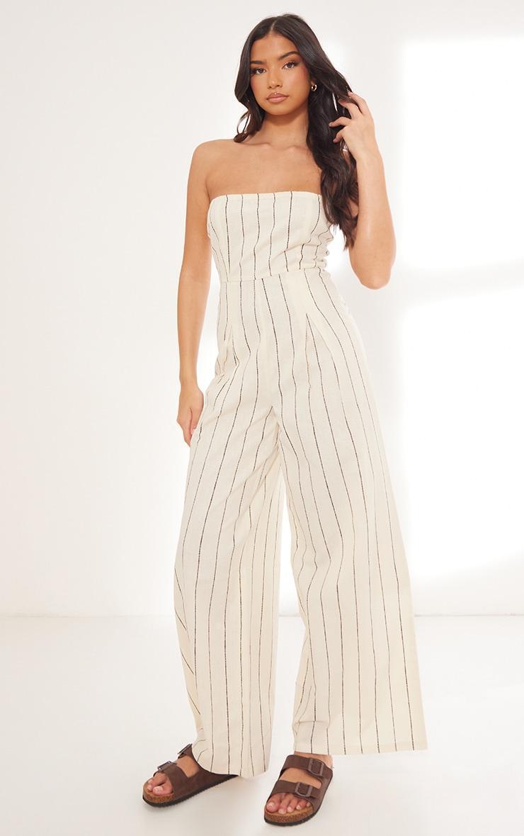 Stone Stripe Bandeau Pocket Detail Jumpsuit Product Image