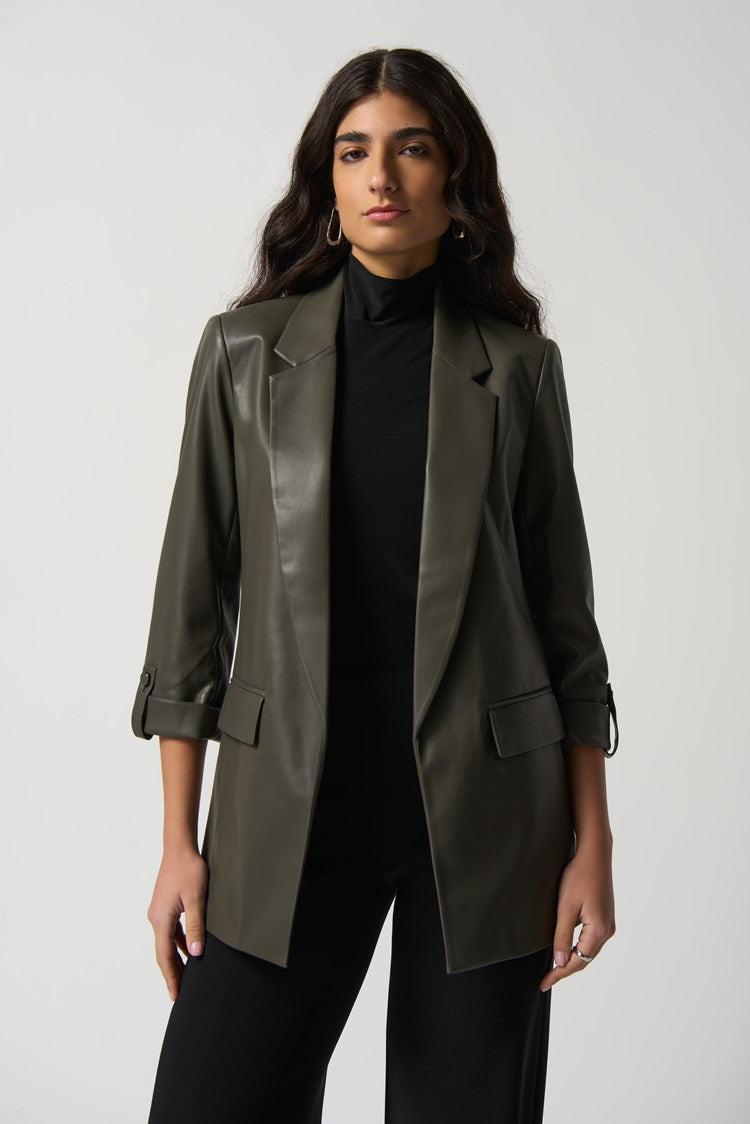 Oversized Faux Leather Blazer - Avocado product image