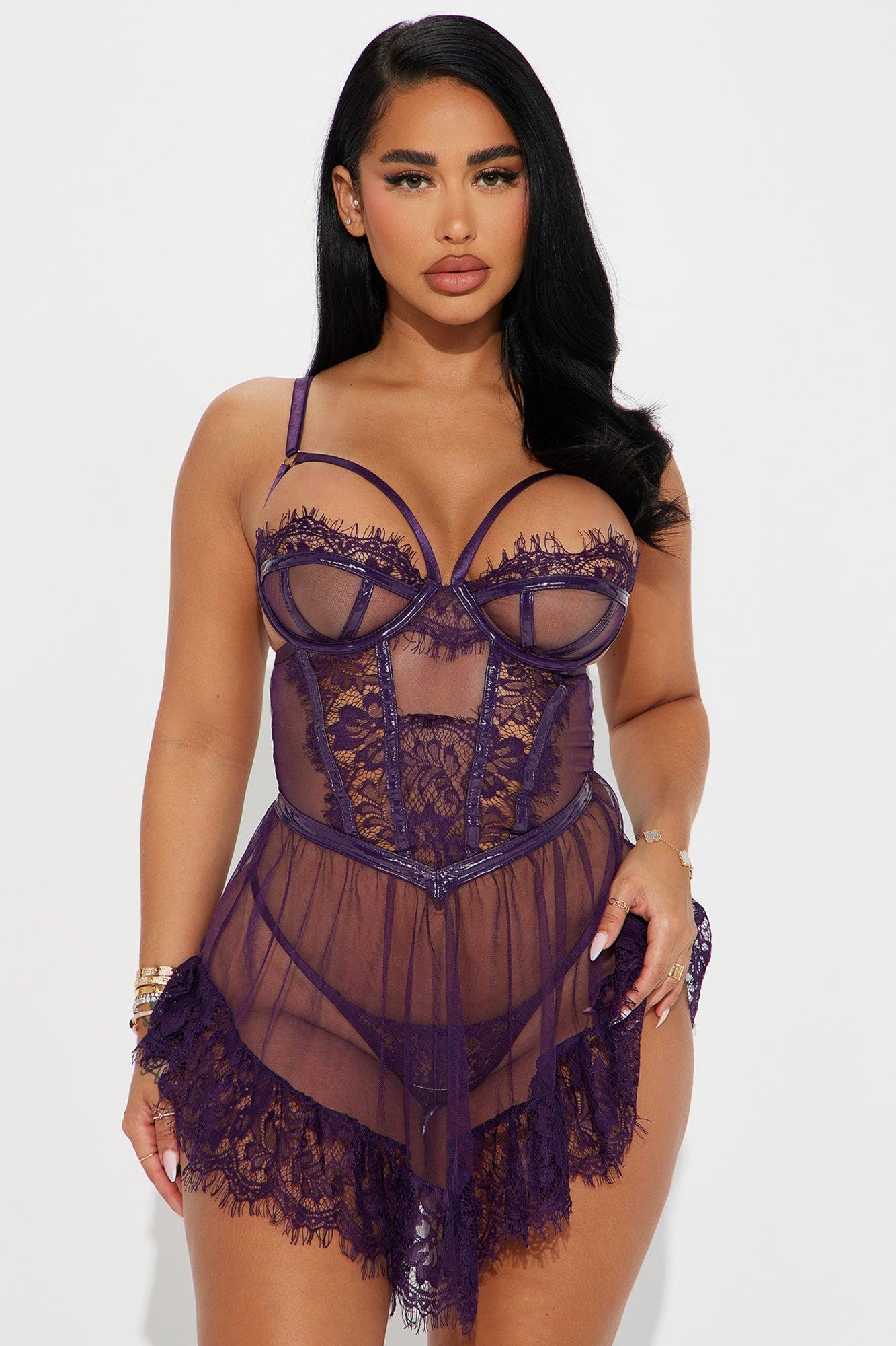 Read My Lips Lace Babydoll - Purple Product Image