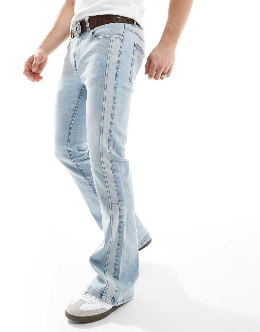 ASOS DESIGN flare jeans in light blue wash Product Image