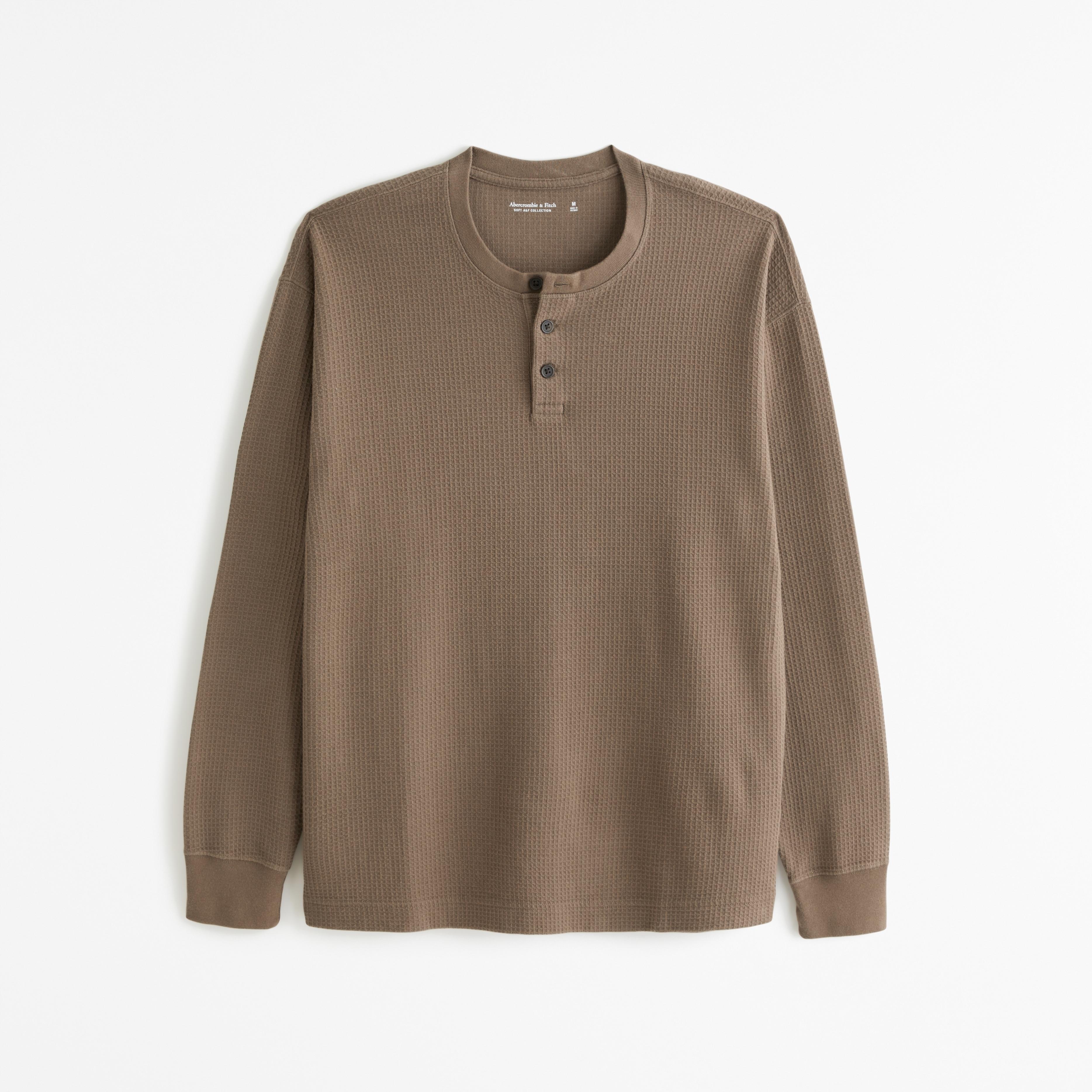 Long-Sleeve Grid Waffle Henley Product Image