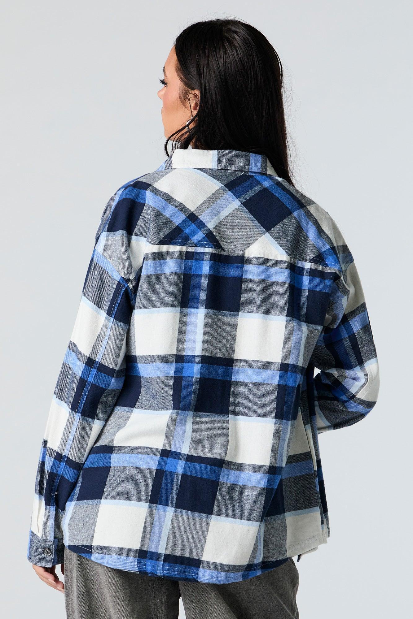 Plaid Flannel Button-Up Top Female Product Image