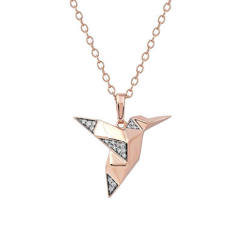 DeCouer Sterling Silver Diamond Accent Bird Pendant Necklace, Womens Rose Gold Tone Product Image