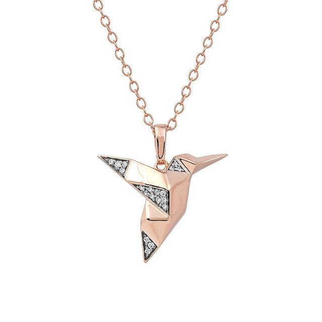 DeCouer Sterling Silver Diamond Accent Bird Pendant Necklace, Womens Rose Gold Tone Product Image