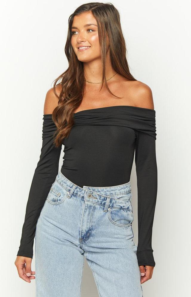 Phoenix Black Off Shoulder Bodysuit Product Image