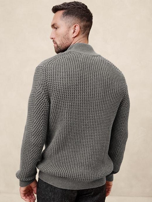 Chunky Waffle Buttoned-Neck Sweater Product Image