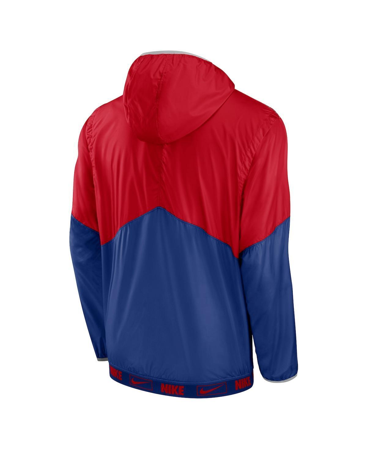 NIKE Men's  Red, Royal Chicago Cubs Overview Half-zip Hoodie Jacket In Red,royal Product Image