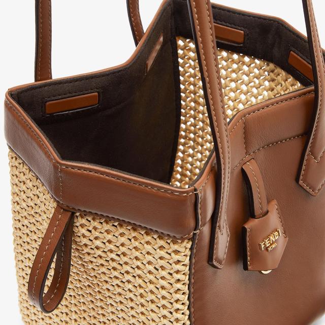 Fendi Origami MiniBrown leather and woven fabric mini bag that can be transformed Product Image