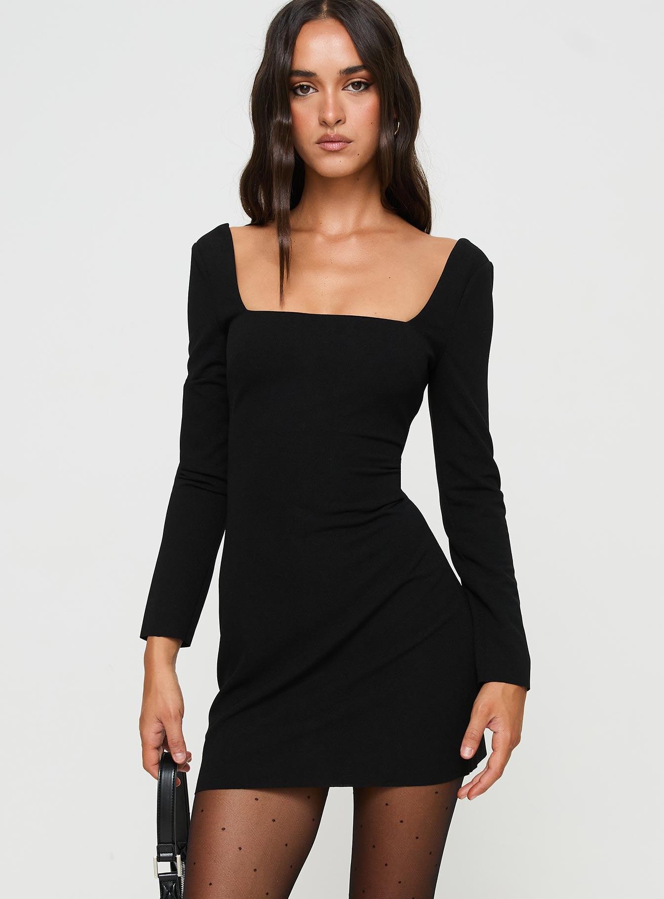 Karina Long Sleeve Mini Dress Black Product Image