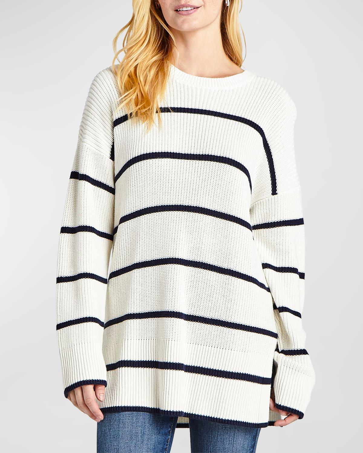 Parker Drop-Shoulder Stripe Crewneck Sweater Product Image