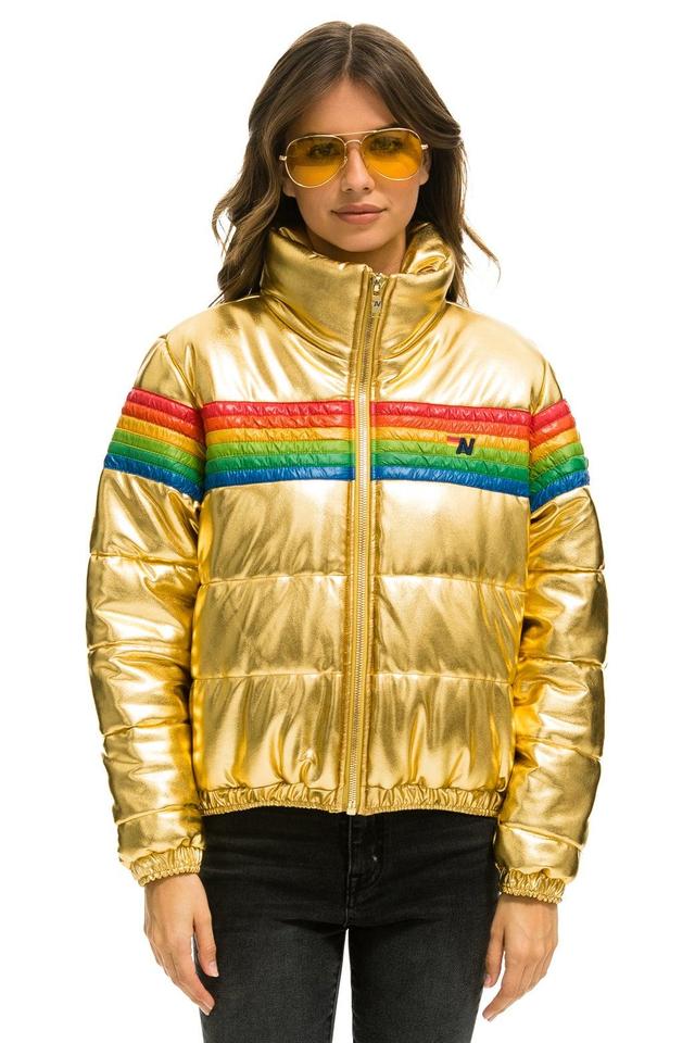 6 STRIPE LUXE APRES PUFFER JACKET - GLOSSY GOLDEN Female Product Image