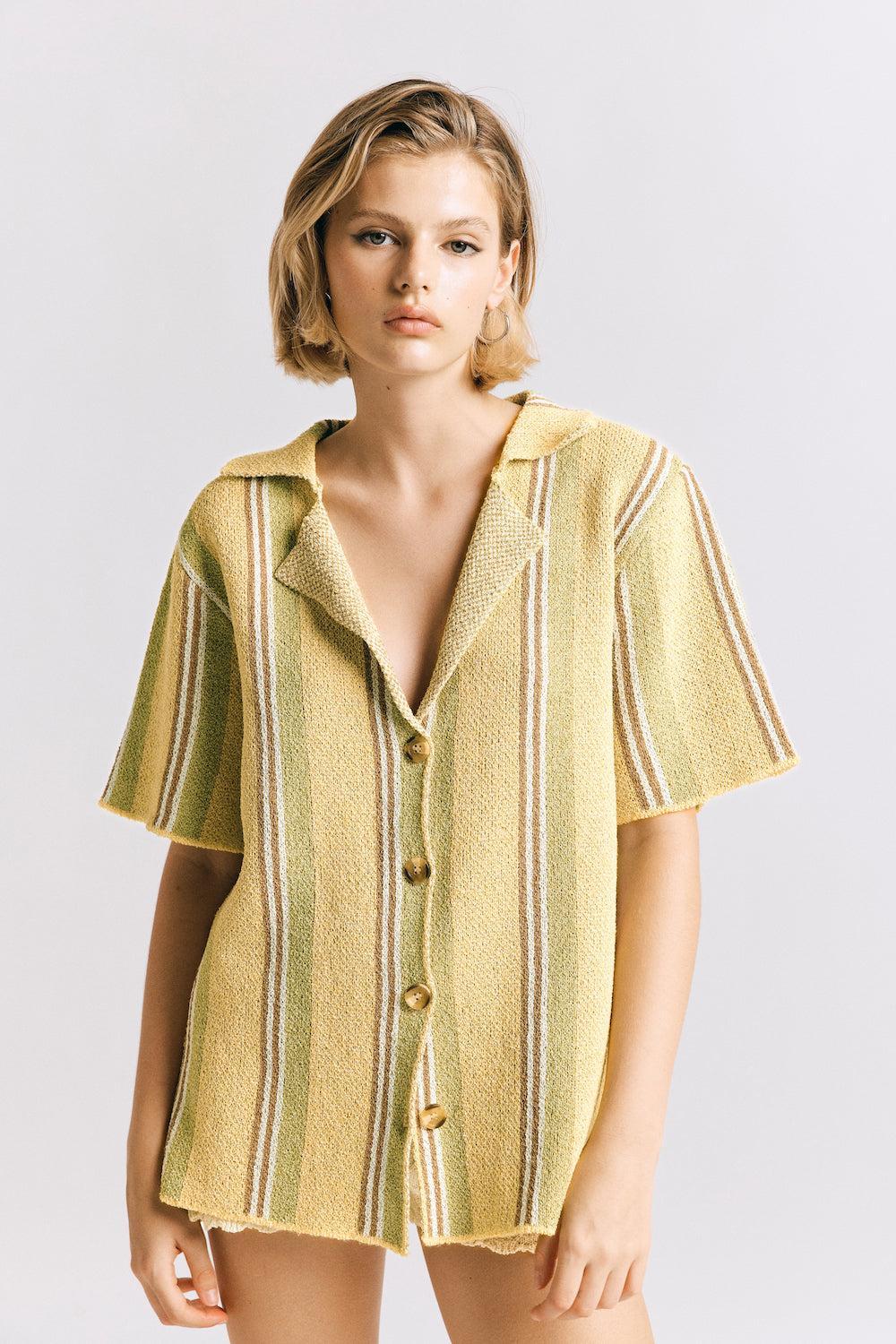 Harlow Knit Shirt Yellow Stripe Product Image