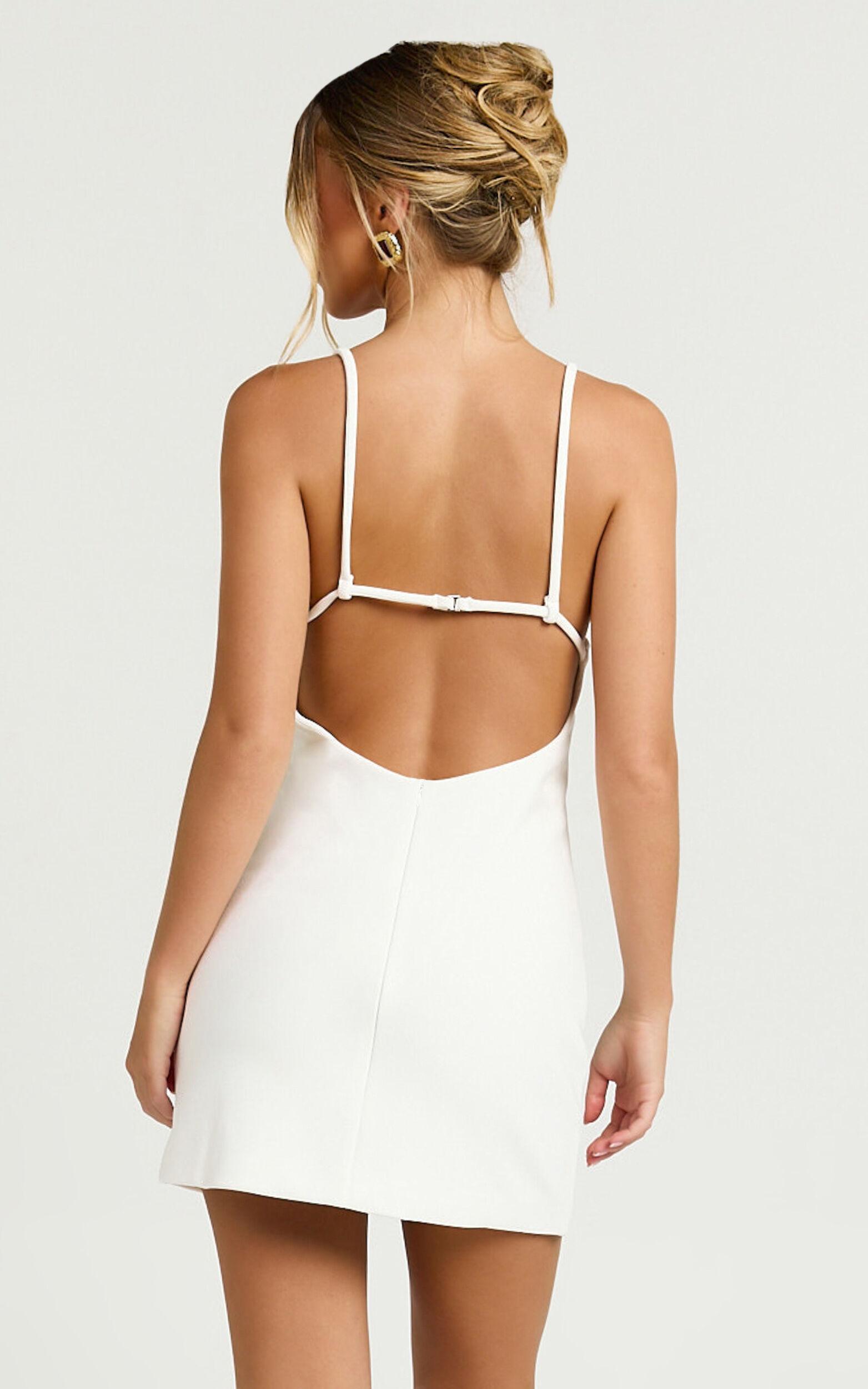 Teagan Mini Dress - Cut Out Low Back Bodycon Dress in White Product Image