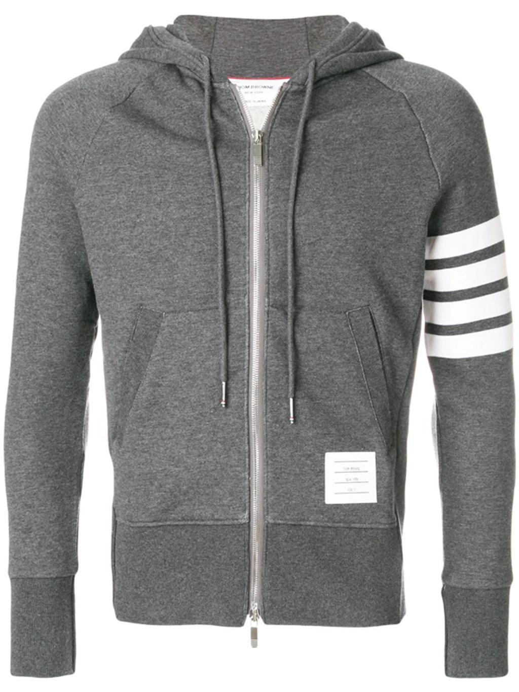 4-bar Raglan-sleeve Waffle Stitch Hoodie In Grey Product Image