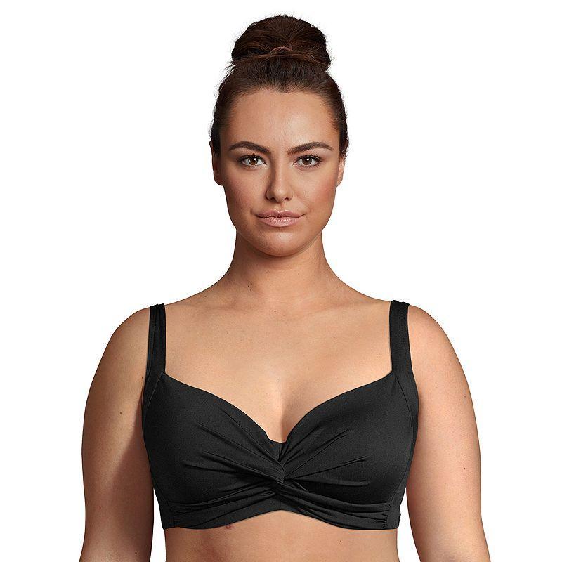 Plus Size Lands End Twist Front Underwire G-Cup Bikini Top, Womens Product Image