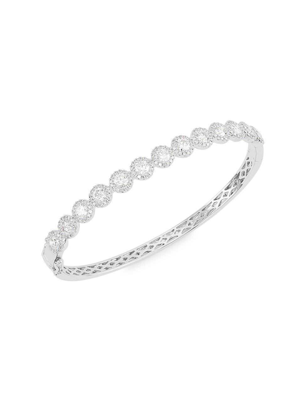 Womens 14K White Gold & 3.17 TCW Diamond Bangle Product Image