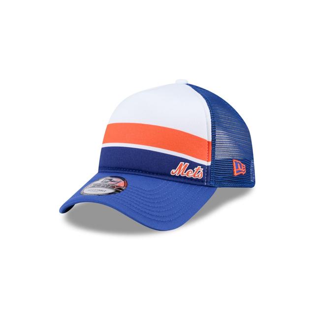 New York Mets Color Block 9FORTY A-Frame Trucker Snapback Hat Male Product Image