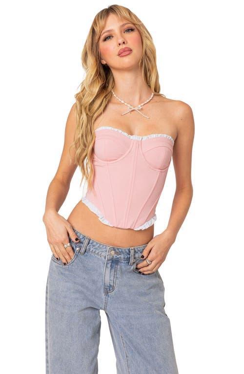 EDIKTED Tempting Texture Ruffle Hem Corset Top Product Image