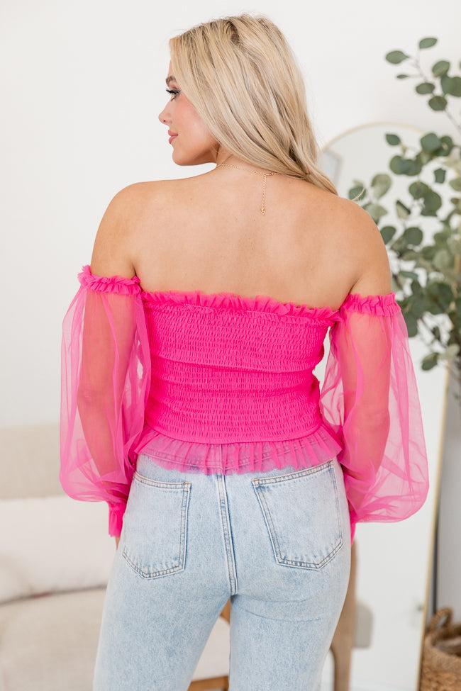 Happy Ever After Pink Ruffled Tulle Sleeved Blouse FINAL SALE Product Image