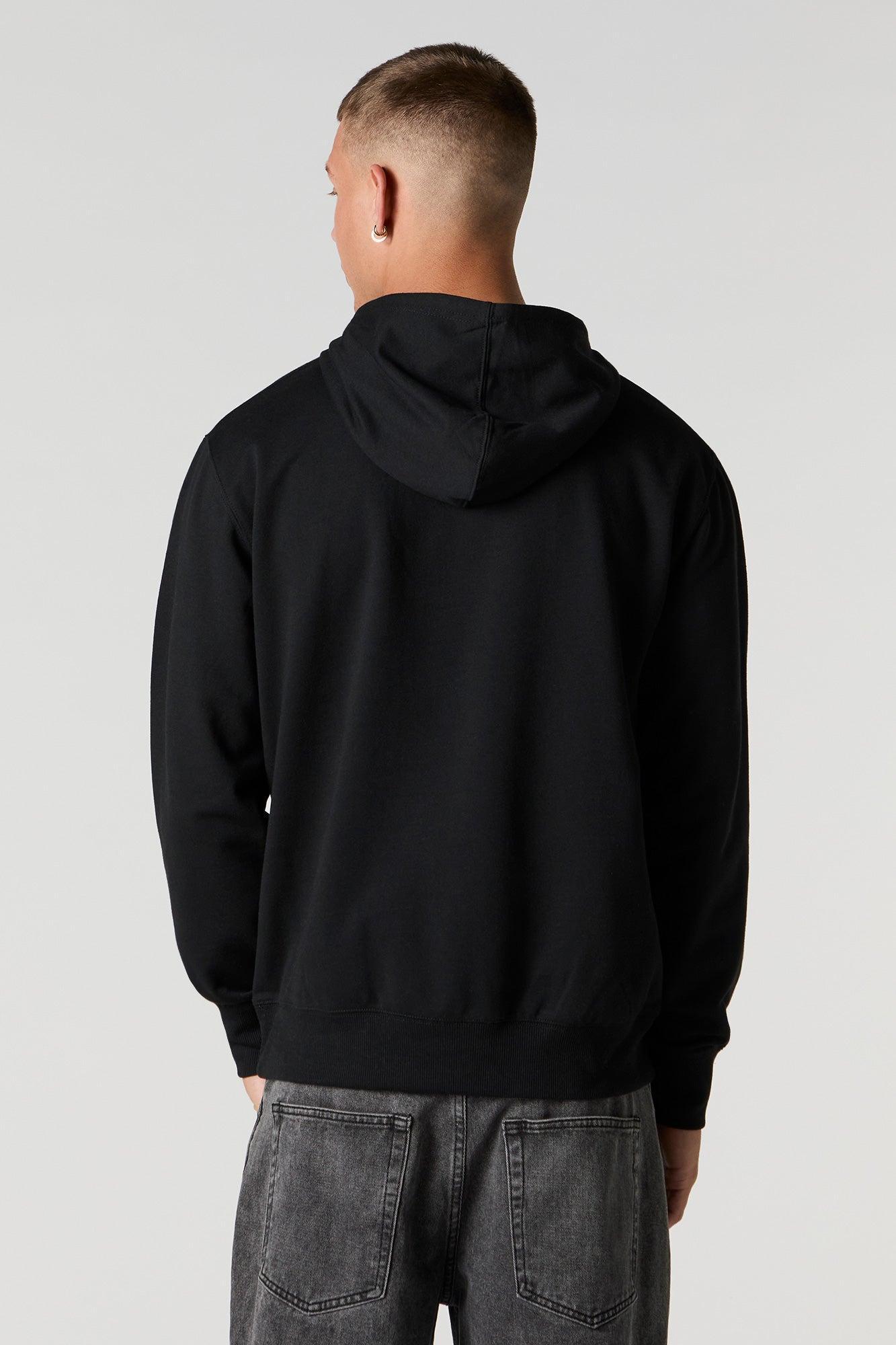 Solid Fleece Drawstring Hoodie Male Product Image