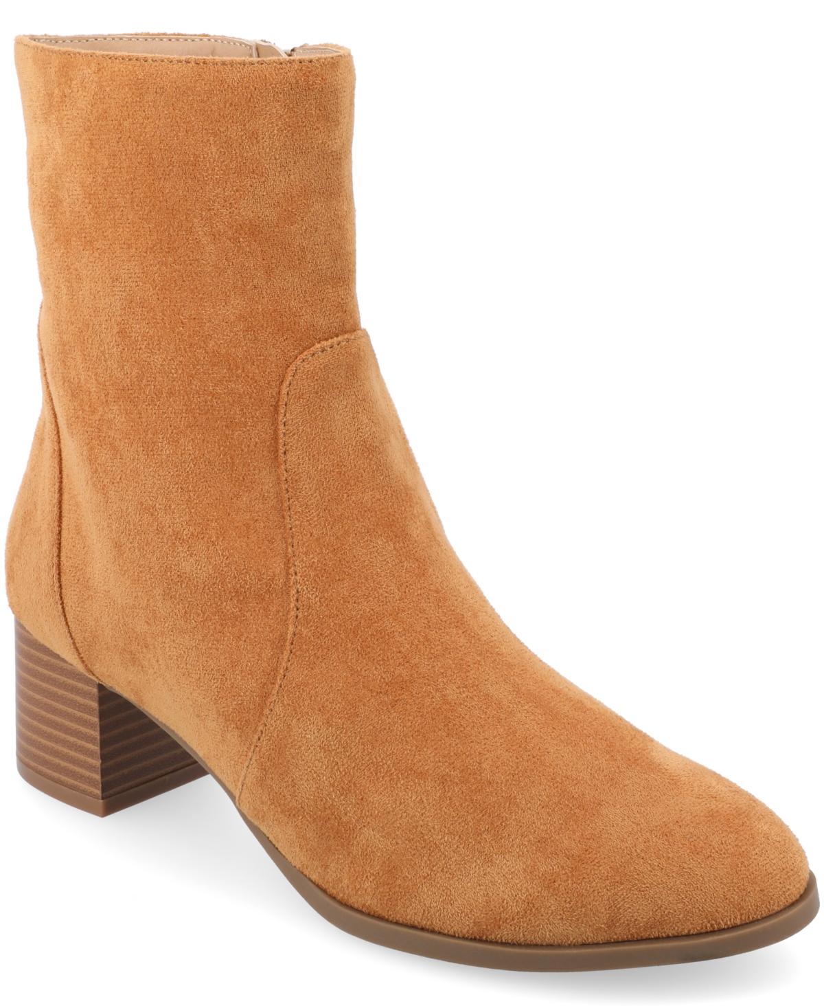 Journee Collection Womens Hayven Tru Comfort Foam Stacked Block Heel Almond Toe Booties Product Image