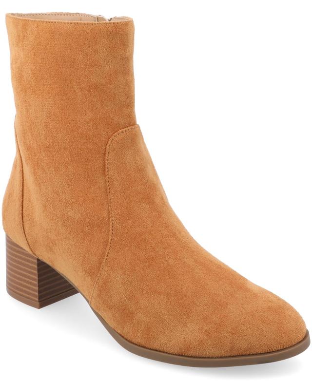 Journee Collection Womens Hayven Tru Comfort Foam Stacked Block Heel Almond Toe Booties Product Image