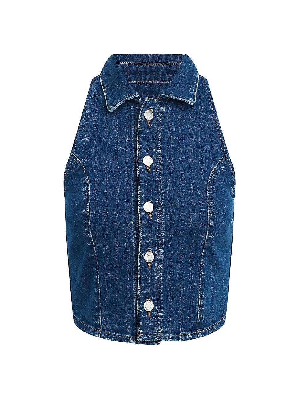 Womens Stretch Denim Halter Vest Product Image