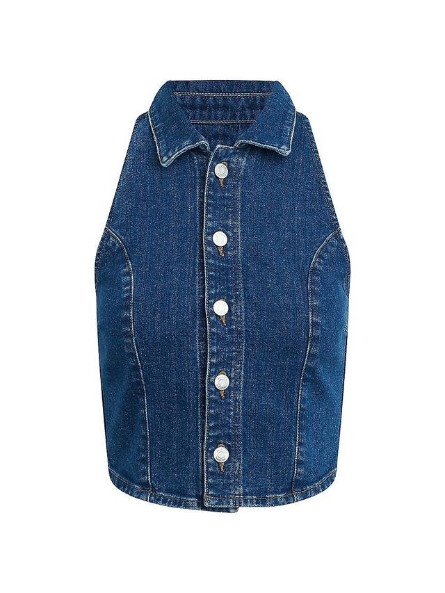 Womens Stretch Denim Halter Vest Product Image