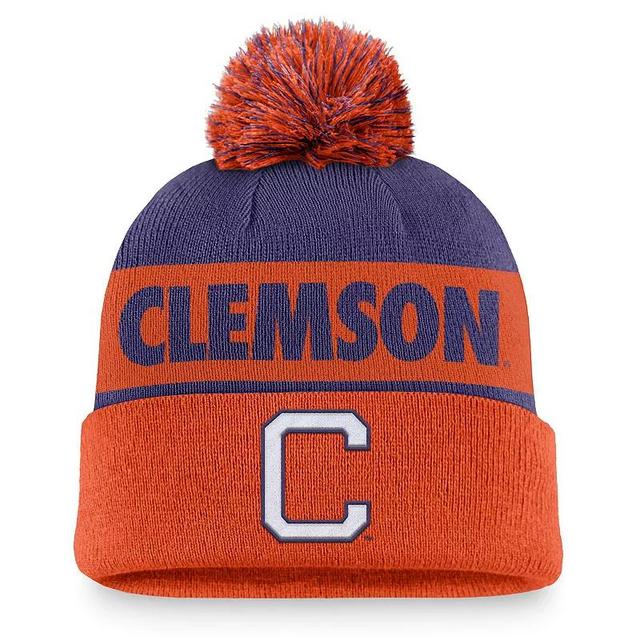 Mens Nike /Orange Clemson Tigers Primetime Peak Cuffed Knit Hat with Pom Product Image