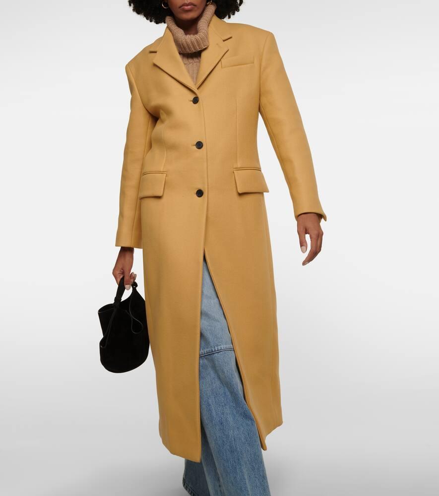 Single-breasted Wool-blend Coat In Brown Product Image