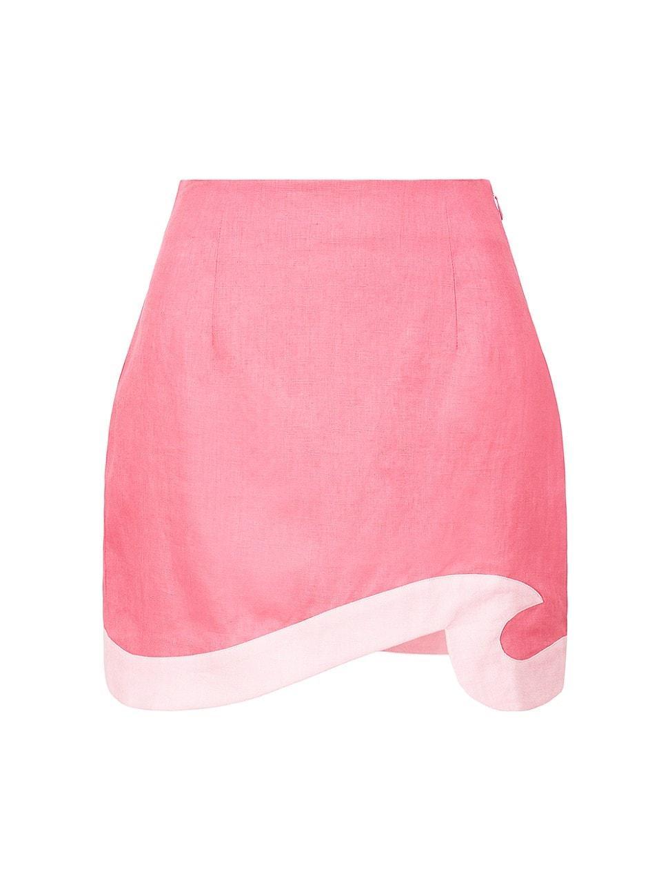 Womens Leandro Two-Tone Linen Miniskirt Product Image