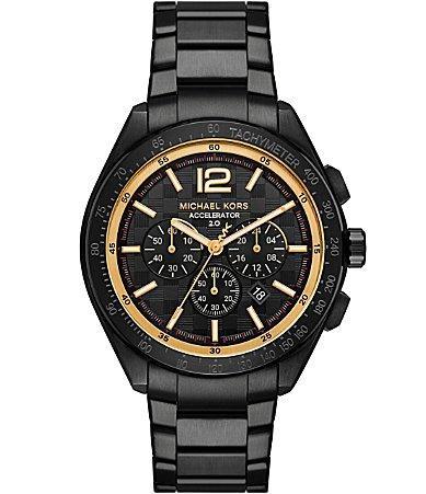 Michael Kors Mens Accelerator 2.0 Chronograph Black Tone Stainless Steel Bracelet Watch Product Image