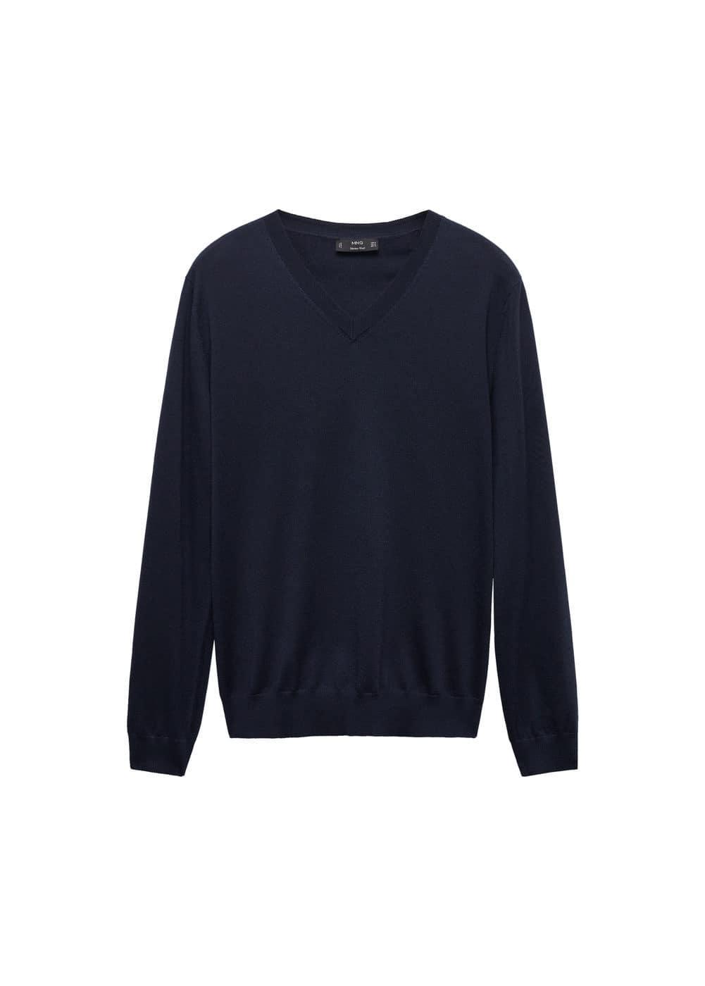 MANGO MAN - 100% merino wool V-neck sweater dark navyMen Product Image