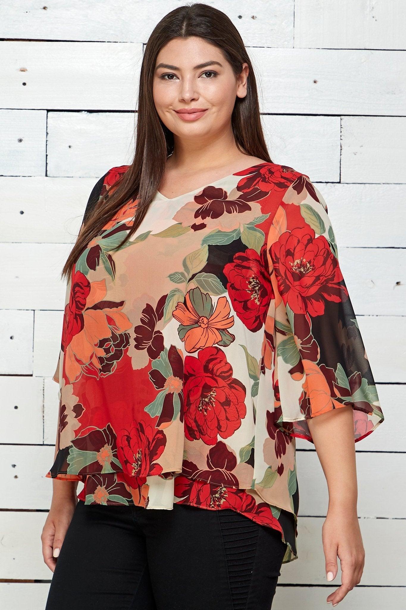 Floral Print Chiffon Blouse - Plus Product Image